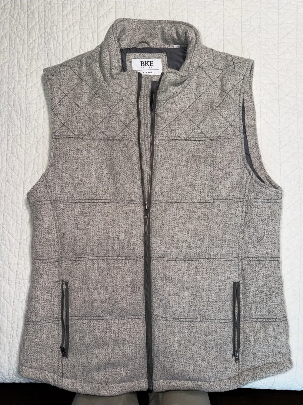 BKE Gray Quilted Men’s Zip Vest